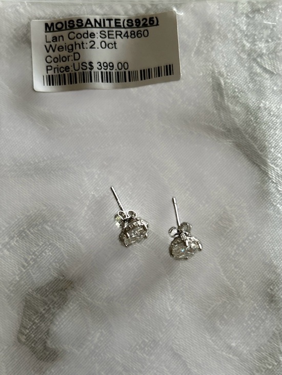 Moissanite Jewelry - 2.0 ct Moissanite S925 Sterling Silver White Stud Earrings - Classic Sparkle